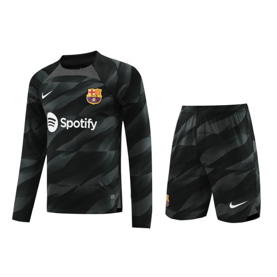 FC Barcelona Men Goalkeeper Long Sleeves Football Kit Black 2024