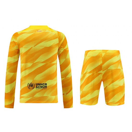 FC Barcelona Men Goalkeeper Long Sleeves Football Kit Yellow 2024