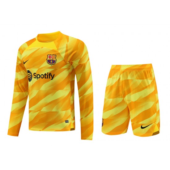 FC Barcelona Men Goalkeeper Long Sleeves Football Kit Yellow 2024