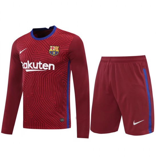 FC Barcelona Men Goalkeeper Long Sleeves Football Suit Wine Red