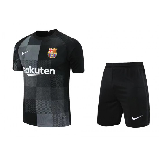FC Barcelona Men Goalkeeper Short Sleeves Football Kit Black