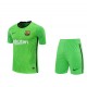 FC Barcelona Men Goalkeeper Short Sleeves Football Kit Green