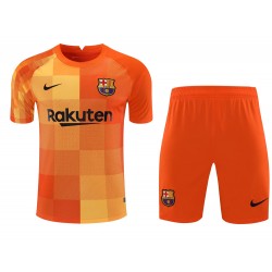 FC Barcelona Men Goalkeeper Short Sleeves Football Kit Orange
