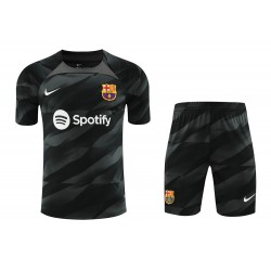 FC Barcelona Men Goalkeeper Short Sleeves Football Suit Black