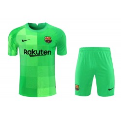 FC Barcelona Men Goalkeeper Short Sleeves Football Suit Green