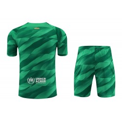 FC Barcelona Men Goalkeeper Short Sleeves Football Suit Green 2024