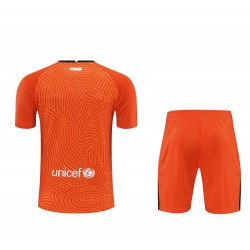 FC Barcelona Men Goalkeeper Short Sleeves Football Suit Orange