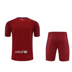 FC Barcelona Men Goalkeeper Short Sleeves Football Suit Wine Red
