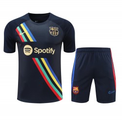 FC Barcelona Men Short Sleeves Football Suit Black 2023