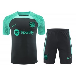 FC Barcelona Men Short Sleeves Football Suit Black 2024