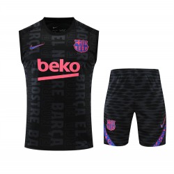 FC Barcelona Men Vest Sleeveless Football Kit Black 2023