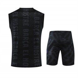 FC Barcelona Men Vest Sleeveless Football Kit Black 2023