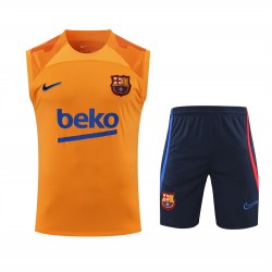 FC Barcelona Men Vest Sleeveless Football Kit Orange 2023