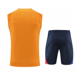 FC Barcelona Men Vest Sleeveless Football Kit Orange 2023