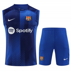 FC Barcelona Men Vest Sleeveless Football Set Blue 2024