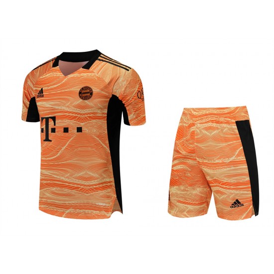 FC Bayern Munchen Men Goalkeeper Short Sleeves Football Kit Orange