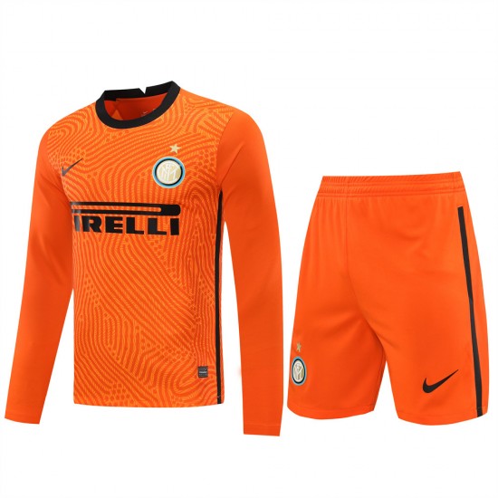 Football Club Internazionale Milano Men Goalkeeper Long Sleeves Football Kit Orange