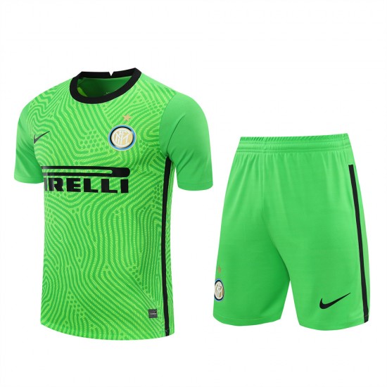 Football Club Internazionale Milano Men Goalkeeper Short Sleeves Football Kit Green