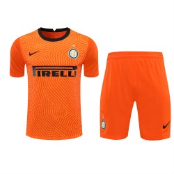 Football Club Internazionale Milano Men Goalkeeper Short Sleeves Football Kit Orange