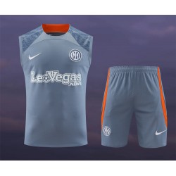 Football Club Internazionale Milano Men Vest Sleeveless Football Kit Gray 2024
