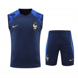 France National Football Team Men Vest Sleeveless Football Kit Dark Blue 2023