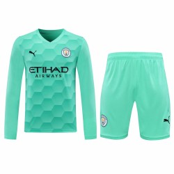 Manchester City FC Men Goalkeeper Long Sleeves Football Kit Cyan