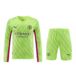 Manchester City FC Men Goalkeeper Long Sleeves Football Suit Green 2024