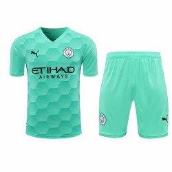 Manchester City FC Men Goalkeeper Short Sleeves Football Kit Cyan
