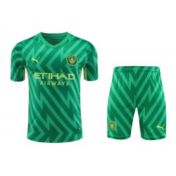 Manchester City FC Men Goalkeeper Short Sleeves Football Kit Green 2024