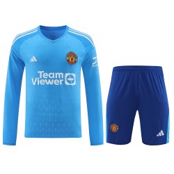 Manchester United FC Men Goalkeeper Long Sleeves Football Kit Blue 2024