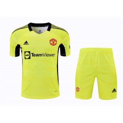 Manchester United FC Men Goalkeeper Short Sleeves Football Kit Yellow