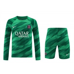 Paris Saint Germain Football Club Men Goalkeeper Long Sleeves Football Kit Green 2024