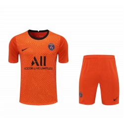 Paris Saint Germain Football Club Men Goalkeeper Short Sleeves Football Kit Orange