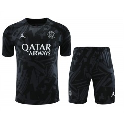 Paris Saint Germain Football Club Men Short Sleeves Football Set Black 2024