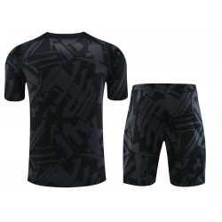 Paris Saint Germain Football Club Men Short Sleeves Football Set Black 2024