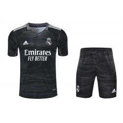 Real Madrid CF Men Goalkeeper Short Sleeves Football Kit Black