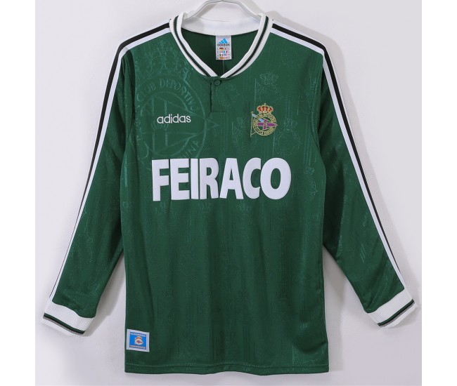 RC Deportivo Men Away Long Sleeve Retro Soccer Jersey 1999