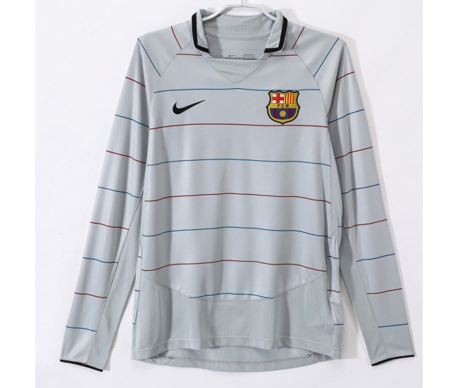FC Barcelona Men Away Long Sleeve Retro Soccer Jersey 2003 FC Barcelona Men Away Long Sleeve Retro Soccer Jersey 2003
