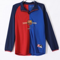 FC Barcelona Men Centenary Home Long Sleeve Retro Soccer Jersey 1999 FC Barcelona Men Centenary Home Long Sleeve Retro Soccer Jersey 1999