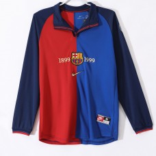 FC Barcelona Men Centenary Home Long Sleeve Retro Soccer Jersey 1999 FC Barcelona Men Centenary Home Long Sleeve Retro Soccer Jersey 1999