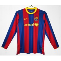 FC Barcelona Men Home Long Sleeve Retro Soccer Jersey 2010