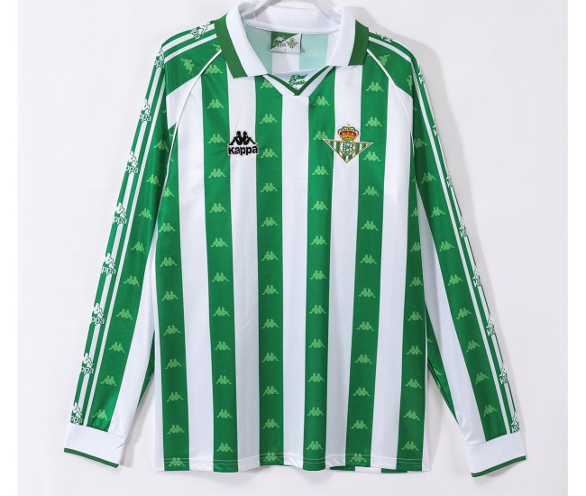 Real Betis Men Home Long Sleeve Retro Soccer Jersey 1995 Real Betis Men Home Long Sleeve Retro Soccer Jersey 1995