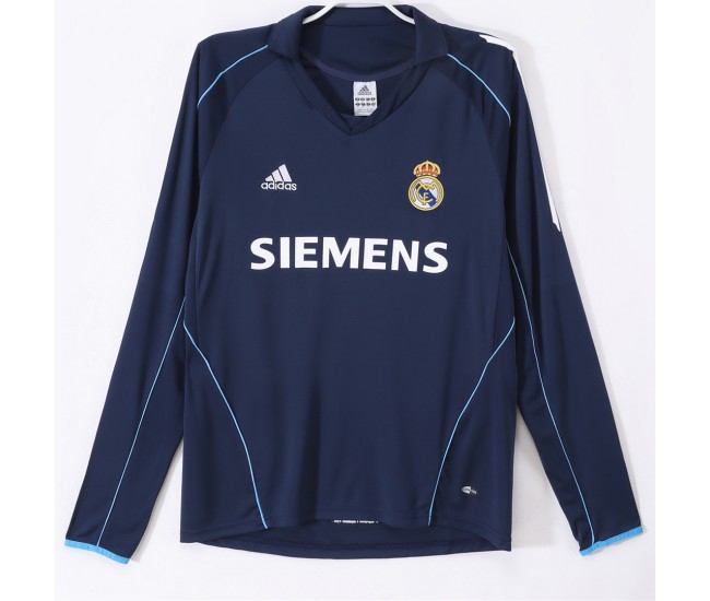 Real Madrid Men Away Long Sleeve Retro Soccer Jersey 2005
