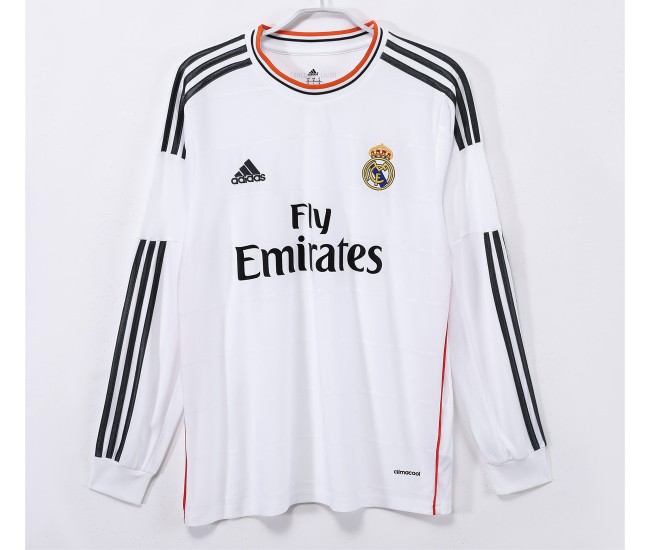 Real Madrid Men Home Long Sleeve Retro Soccer Jersey 2013