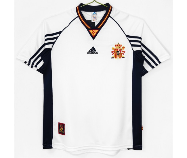 Spain Men Away Retro Soccer Jersey 1998 Spain Men Away Retro Soccer Jersey 1998