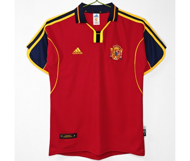 Spain Men Home Retro Soccer Jersey 2000 Spain Men Home Retro Soccer Jersey 2000