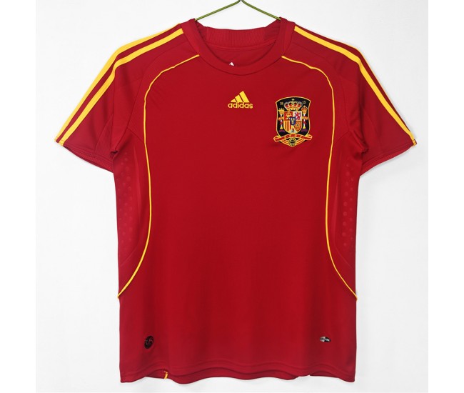 Spain Men Home Retro Soccer Jersey 2008