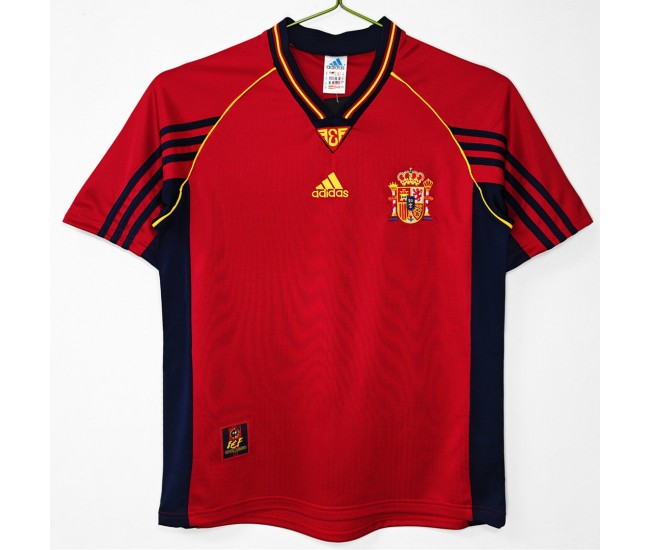 Spain Men Home Retro Soccer Jersey 1998