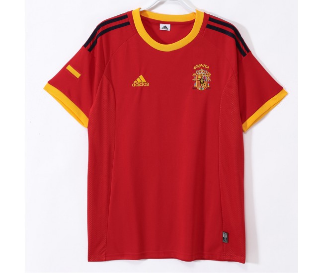 Spain Men Home Retro Soccer Jersey 2002