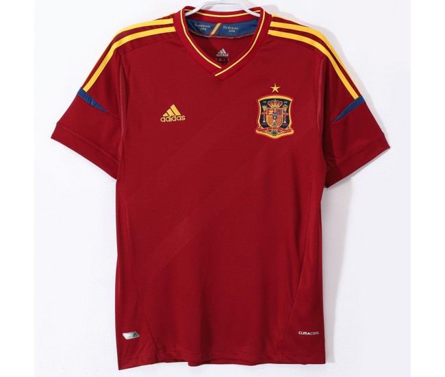 Spain Men Home Retro Soccer Jersey 2012